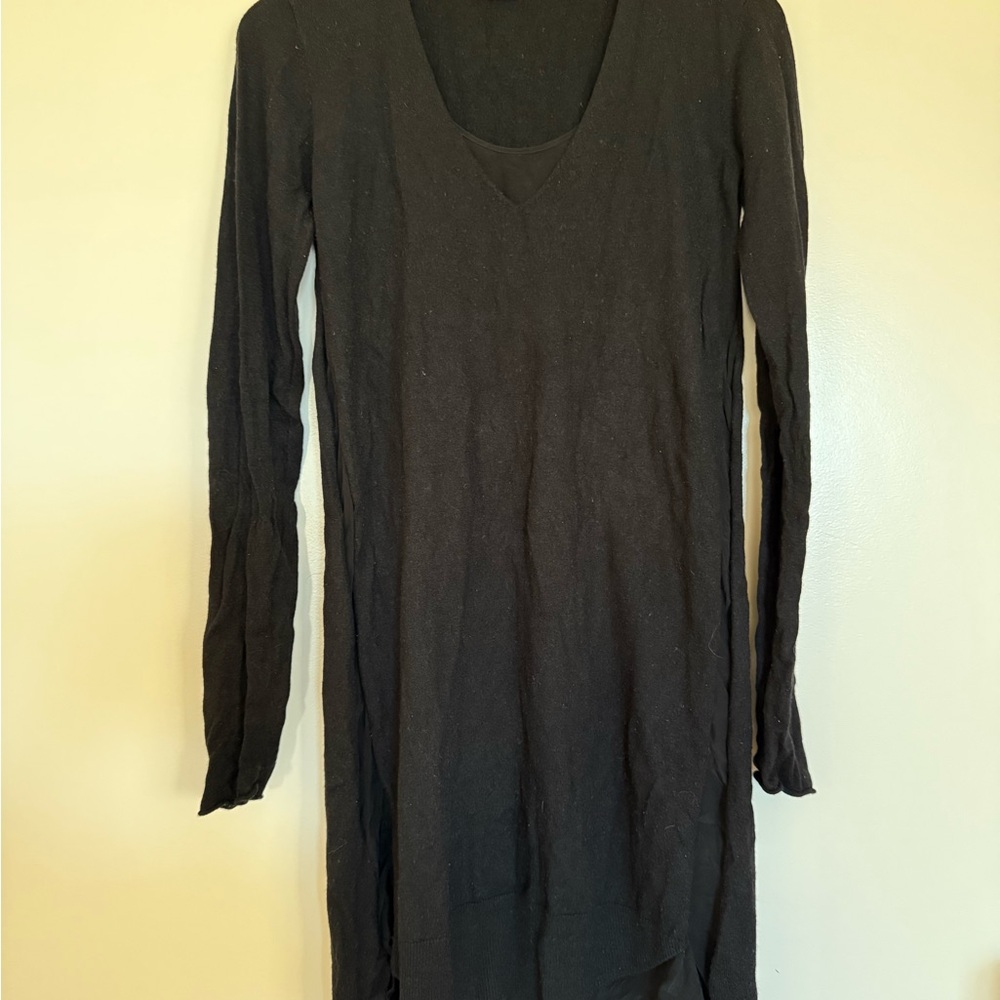 Comptoir Des Cotonniers (French) Black Long Sleeve Sweater Dress in Wool & Silk